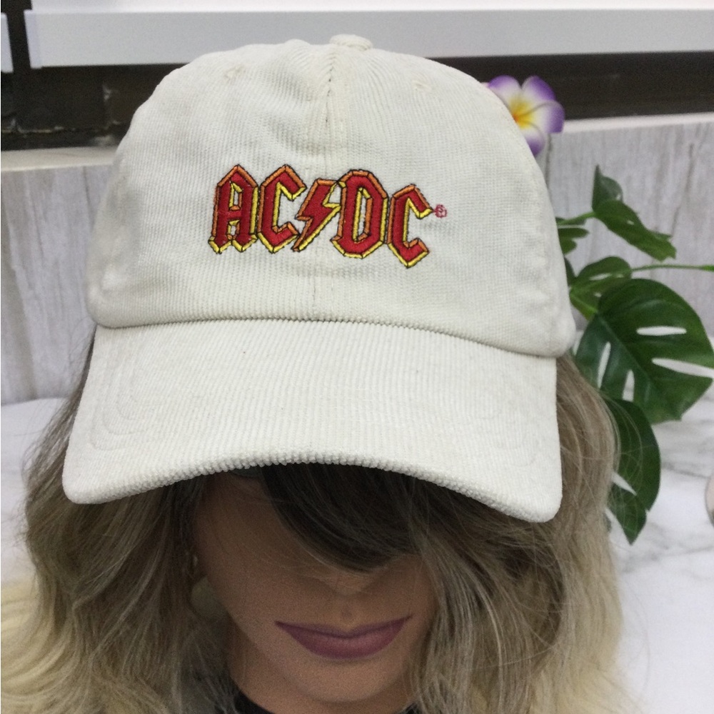 NWT AC/DC Cream Embroidered Baseball Cap -UNISEX- Accessory